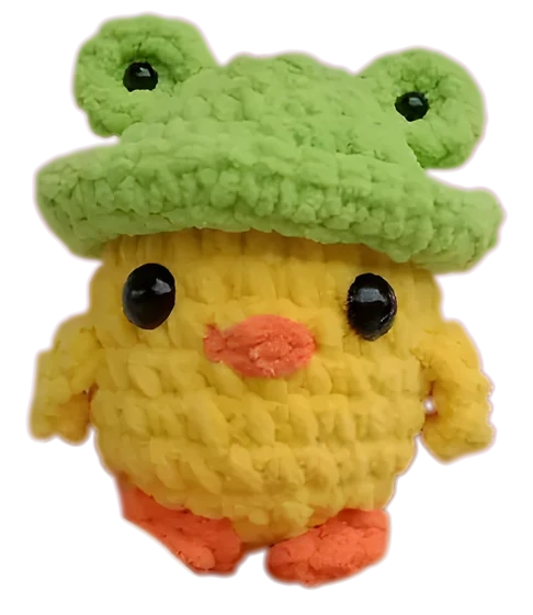 Patito tejido con gorro de ranita